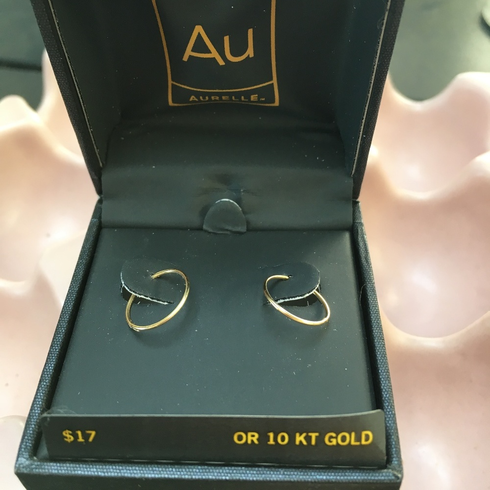 10K yellow gold thin dainty hoops